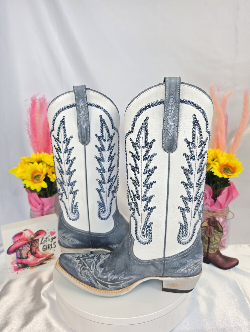 New LANE Lexington Cowgirl Boots W/ SWAROVSKI Crystals 7.5 - Picture 6 of 11